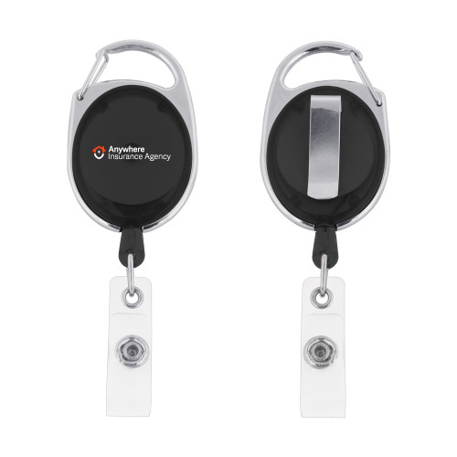 Black Oval Retractable Badge Holder w/Clip-Anywhere Insurance Agency