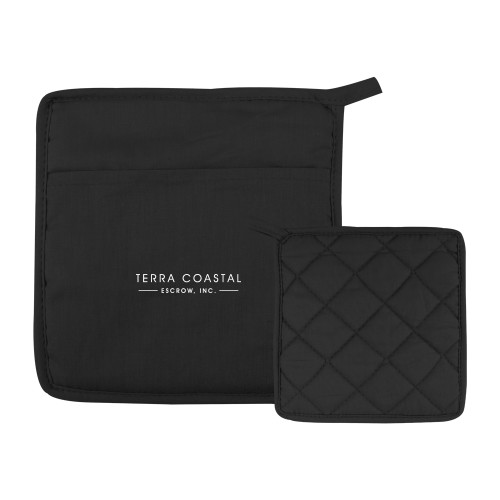 Quilted Canvas Black Pot Holder-Terra Coastal Escrow