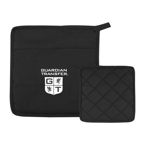 Quilted Canvas Black Pot Holder-Guardian Transfer Vertical