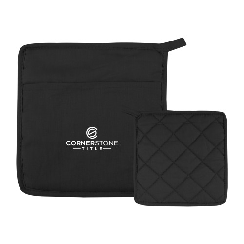 Quilted Canvas Black Pot Holder-Corner Stone Title Company