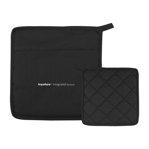 Quilted Canvas Black Pot Holder-Anywhere Integrated Services Horizontal