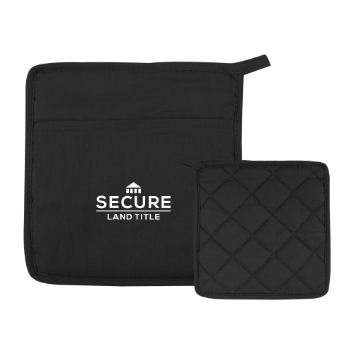 Quilted Canvas Black Pot Holder-Secure Land Title