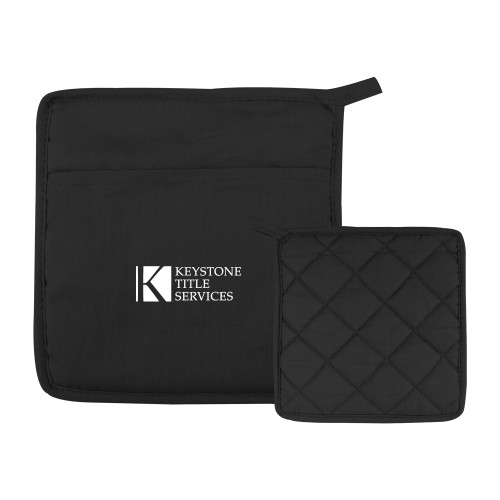 Quilted Canvas Black Pot Holder-Keystone Title Services