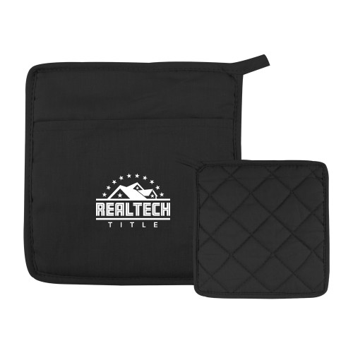 Quilted Canvas Black Pot Holder-Real Tech Title