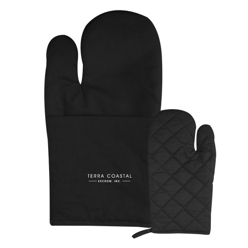 Quilted Canvas Black Oven Mitt-Terra Coastal Escrow