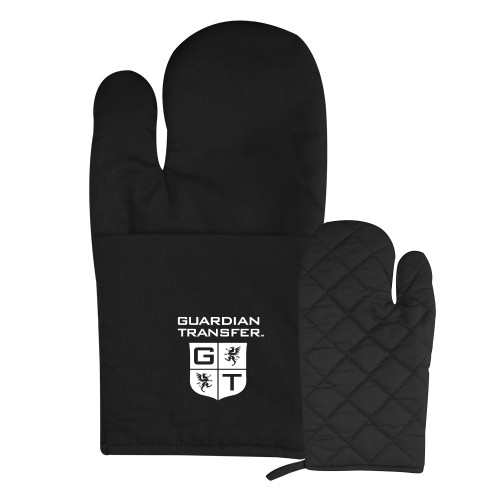 Quilted Canvas Black Oven Mitt-Guardian Transfer Vertical