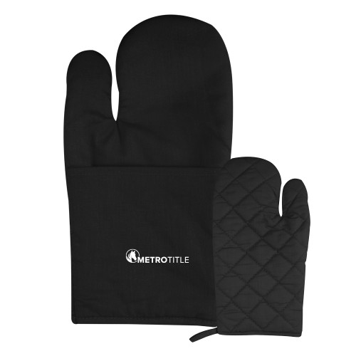 Quilted Canvas Black Oven Mitt-Metro Title