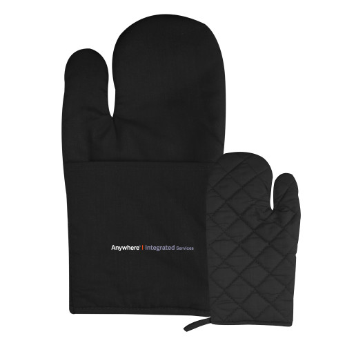 Quilted Canvas Black Oven Mitt-Anywhere Integrated Services Horizontal