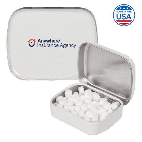 White Rectangular Peppermint Tin-Anywhere Insurance Agency