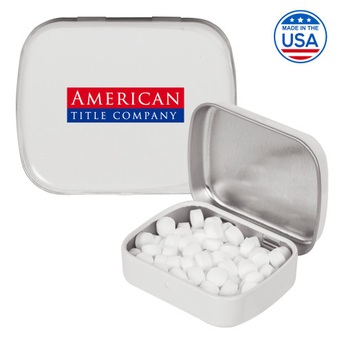White Rectangular Peppermint Tin-American Title Company