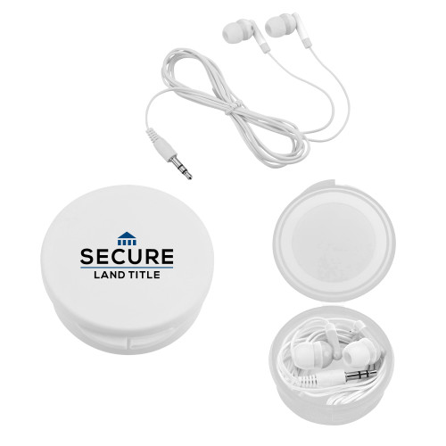 Ear Buds in White Case-Secure Land Title