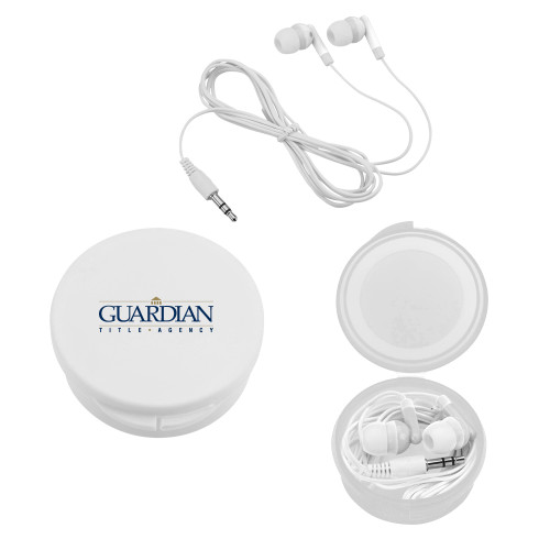 Ear Buds in White Case-Guardian Title Agency