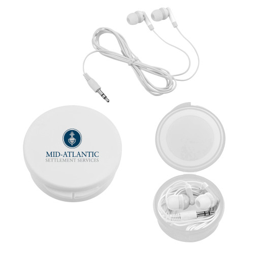 Ear Buds in White Case-Mid-Atlantic Settlement Services