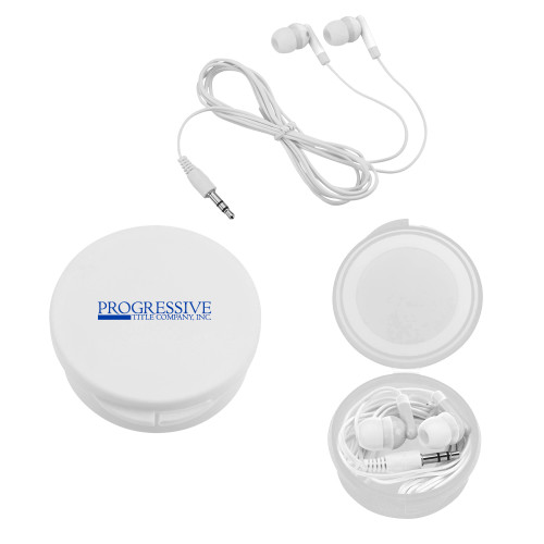 Ear Buds in White Case-Progressive Title