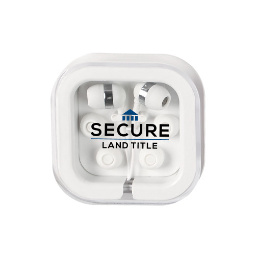Ear Buds in Clear Square Case-Secure Land Title
