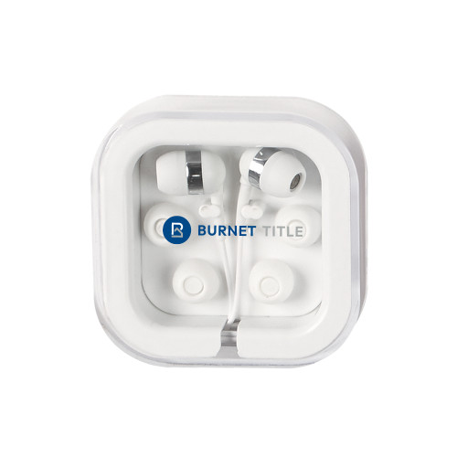 Ear Buds in Clear Square Case-Burnet Title