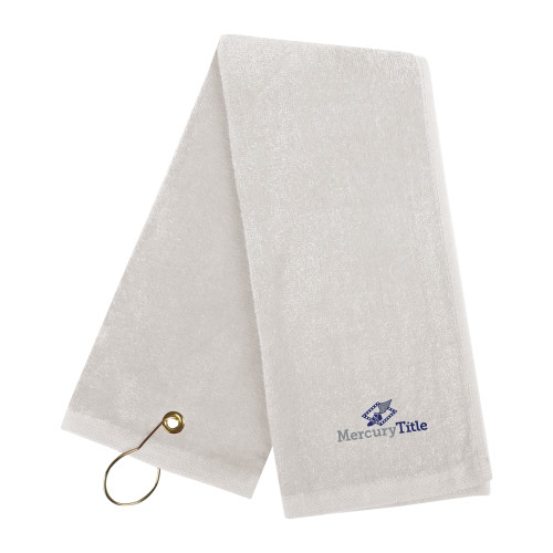 White Golf Towel-Mercury Title
