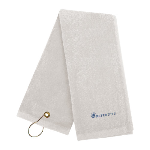White Golf Towel-Metro Title