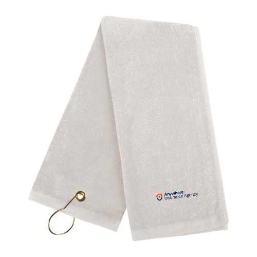 White Golf Towel-Anywhere Insurance Agency