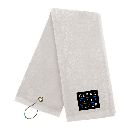 White Golf Towel-Clear Title Group