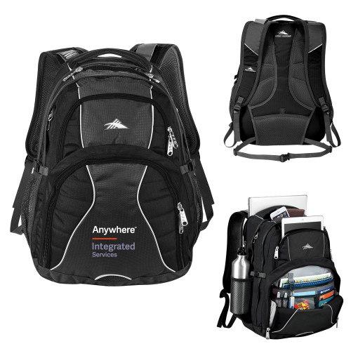 High Sierra Black Swerve Computer Backpack-Anywhere Integrated Services Vertical