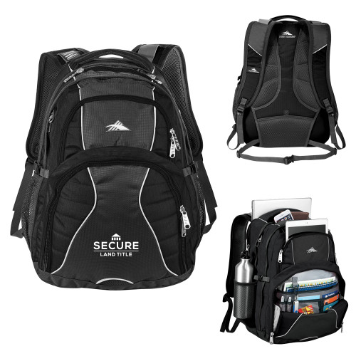 High Sierra Black Swerve Computer Backpack-Secure Land Title