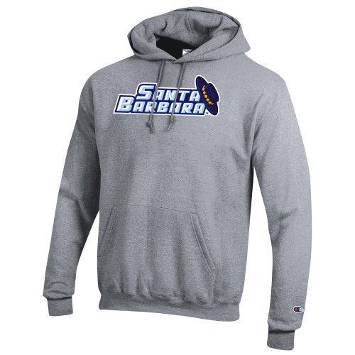  Champion Heather Grey Fleece Hoodie - Santa Barbara Wordmark