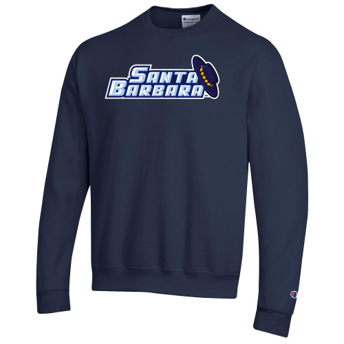  Champion Navy Fleece Crew - Santa Barbara Wordmark