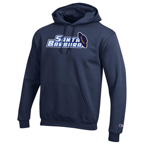  Champion Navy Fleece Hoodie - Santa Barbara Wordmark