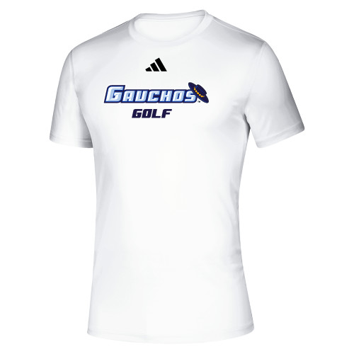  Adidas White Pregame Performance Tee - Golf - USCB - Adidas