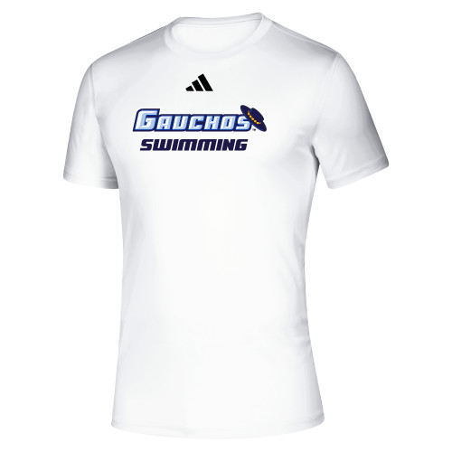  Adidas White Pregame Performance Tee - Swimming - USCB - Adidas