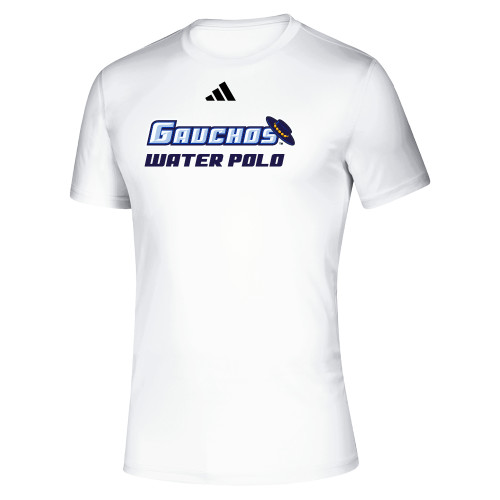  Adidas White Pregame Performance Tee - Water Polo - USCB - Adidas