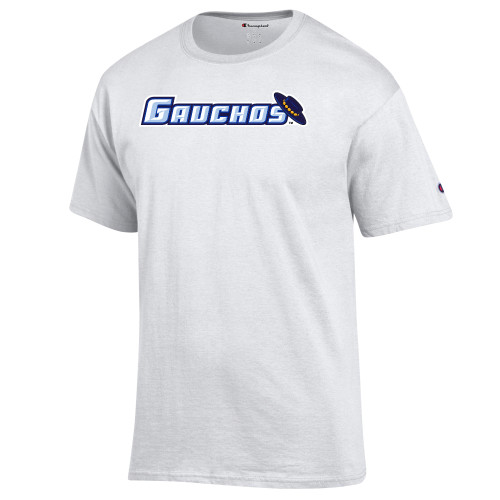  Champion White T Shirt - Gauchos Wordmark