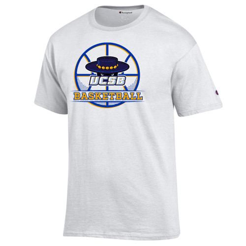  Champion White T Shirt - Basketball with Halftone Ball