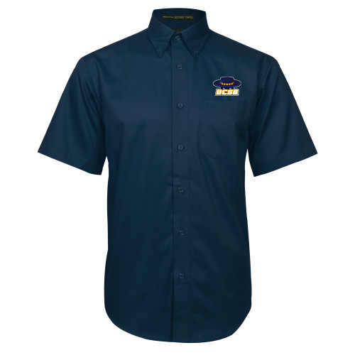  Navy Twill Button Down Short Sleeve - Athletic Mark Embroidery