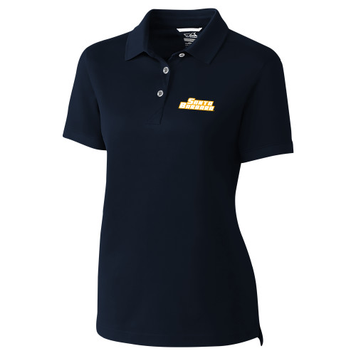  C&B Womens Navy Advantage Polo - Santa Barbara Wordmark Embroidery