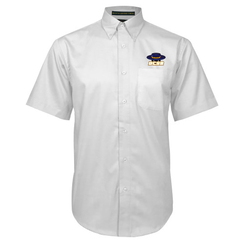  White Twill Button Down Short Sleeve - Athletic Mark Embroidery