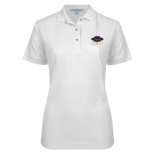  Womens Silk Touch White Pique Polo - Athletic Mark Embroidery