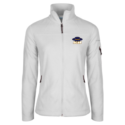  Columbia Womens Full Zip White Fleece Jacket - Athletic Mark Embroidery