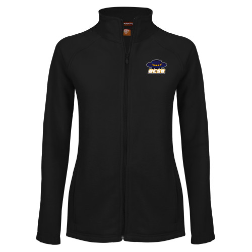  Womens Black Fleece Full Zip Jacket - Athletic Mark Embroidery