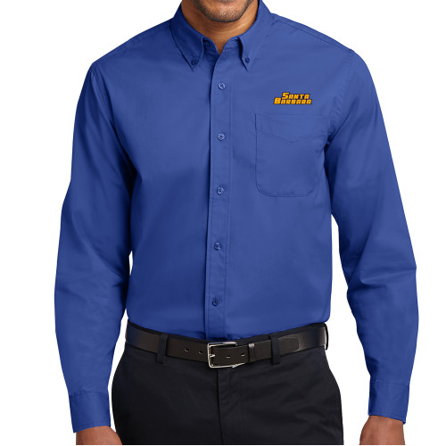  Royal Twill Button Down Long Sleeve - Santa Barbara Wordmark Embroidery