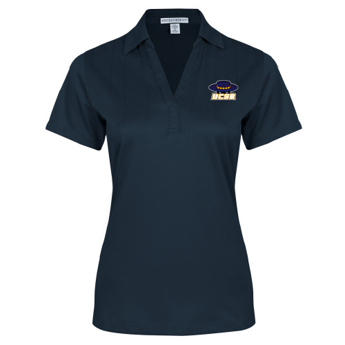  Womens Navy Performance Fine Jacquard Polo - Athletic Mark Embroidery