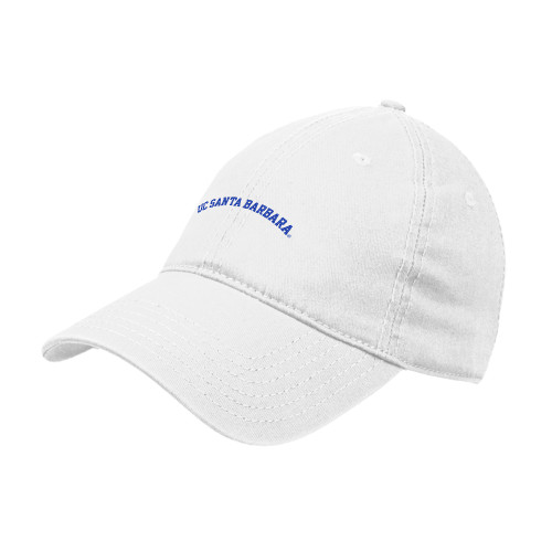  White Unstructured Adjustable Low Profile Hat - Arched Design