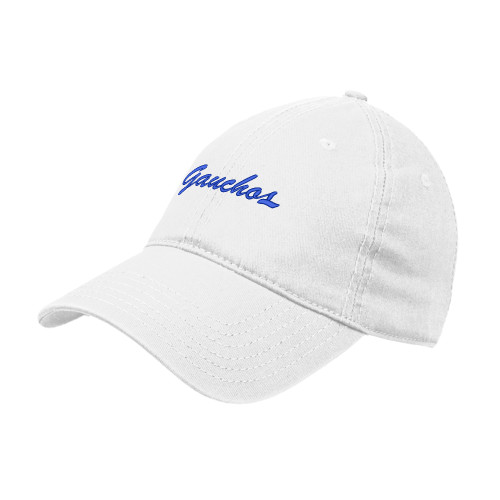  White Unstructured Adjustable Low Profile Hat - Gauchos Script
