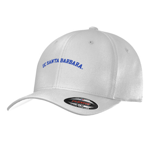  White Flexfit Structured Low Profile Hat - Arched Design
