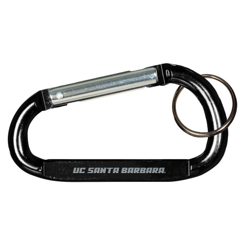  Black Carabiner with Split Ring - Flat Wordmark Engraved
