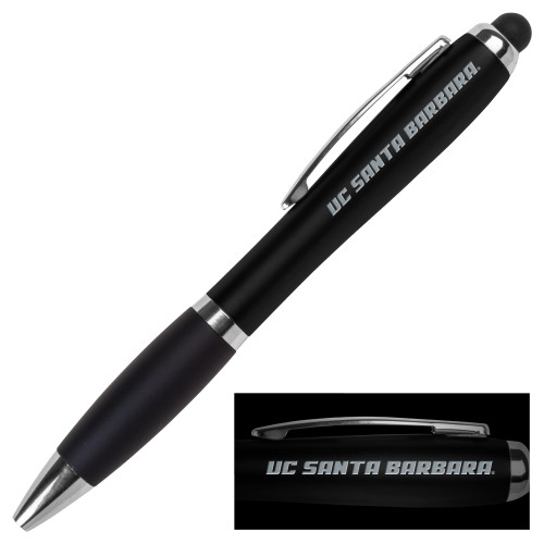  LIGHT UP LOGO Black Stylus Pen - Flat Wordmark Engraved