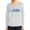 Thumbnail image for  Womens White Performance Long Sleeve V Neck Shirt