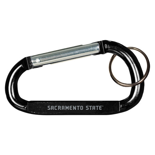  Black Carabiner with Split Ring - Sacramento State Engraved