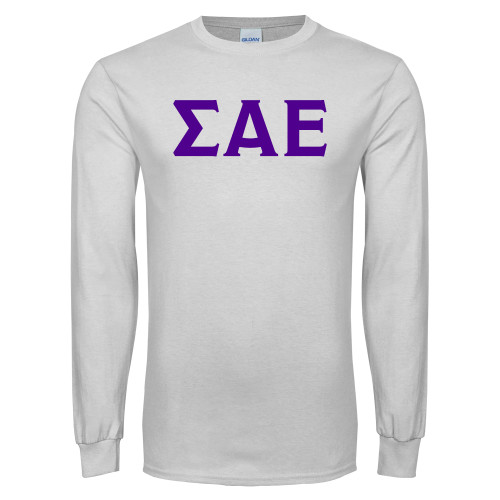 White Long Sleeve T Shirt-Greek Letters
